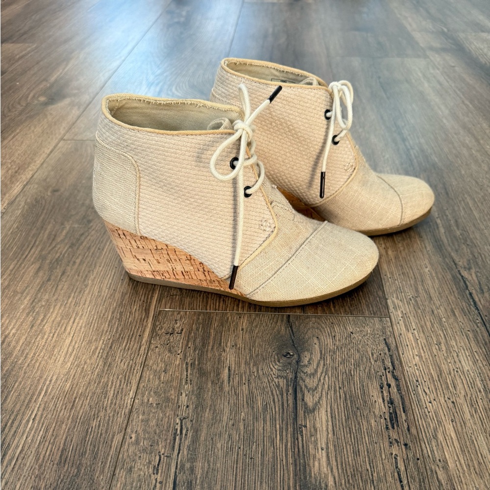 Toms Cream Wedge Bootie